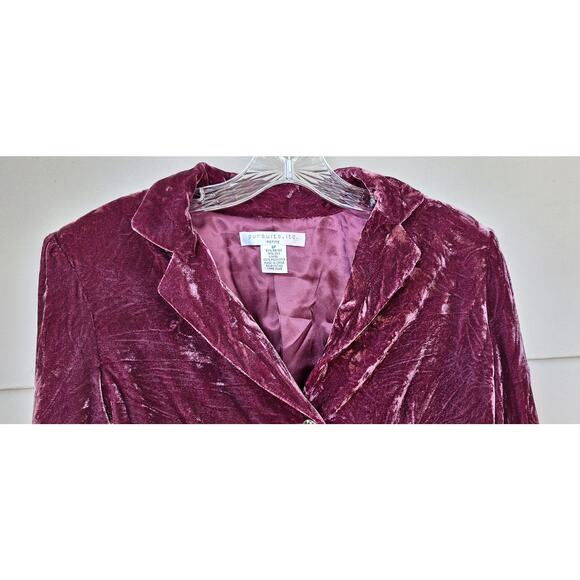 Y2K Persuits, ltd Velour Crashed Velvet Regency Purple Pink Blazer Jacket 6p S/M - Picture 6 of 10